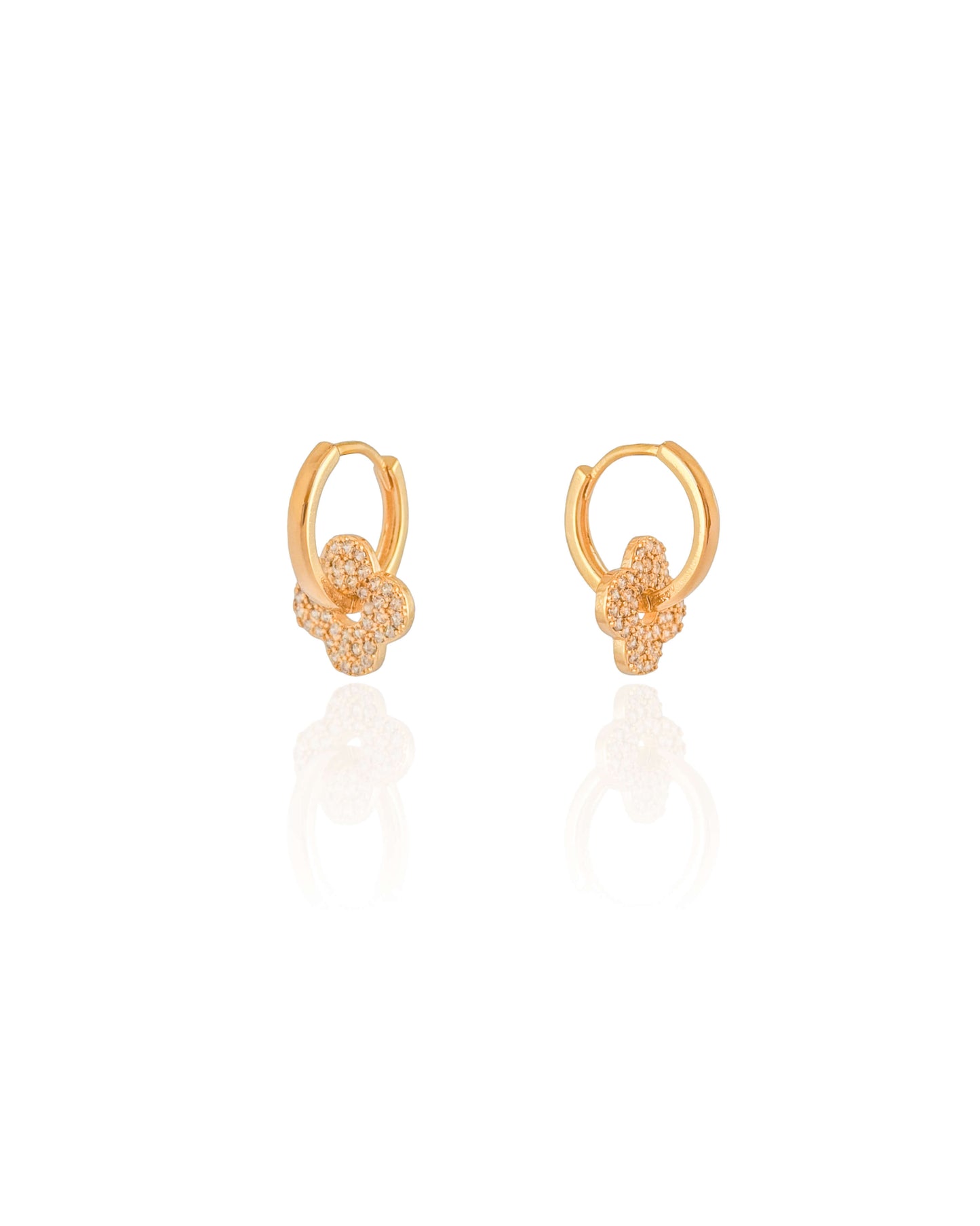 Brinco Argola Click Flor Cravejado Zircônia