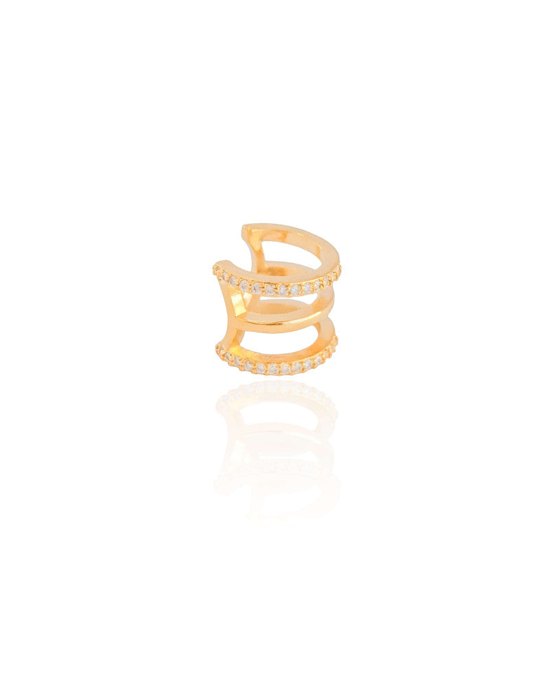Piercing Filetes Cravejados Cristal Banhado a Ouro 18K
