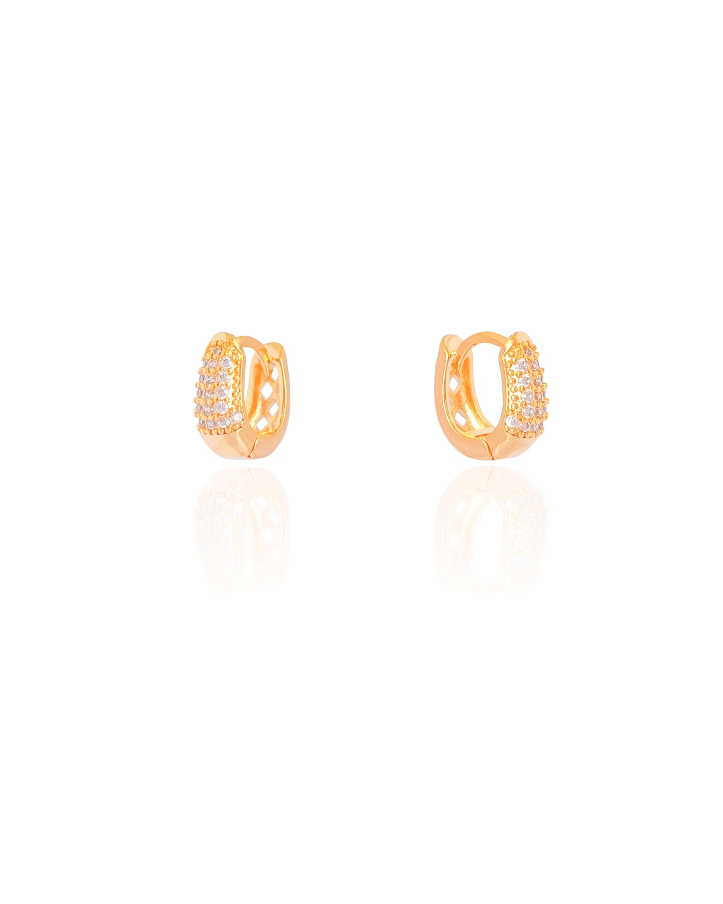 Brinco Argola Click em U Cravejada Cristal