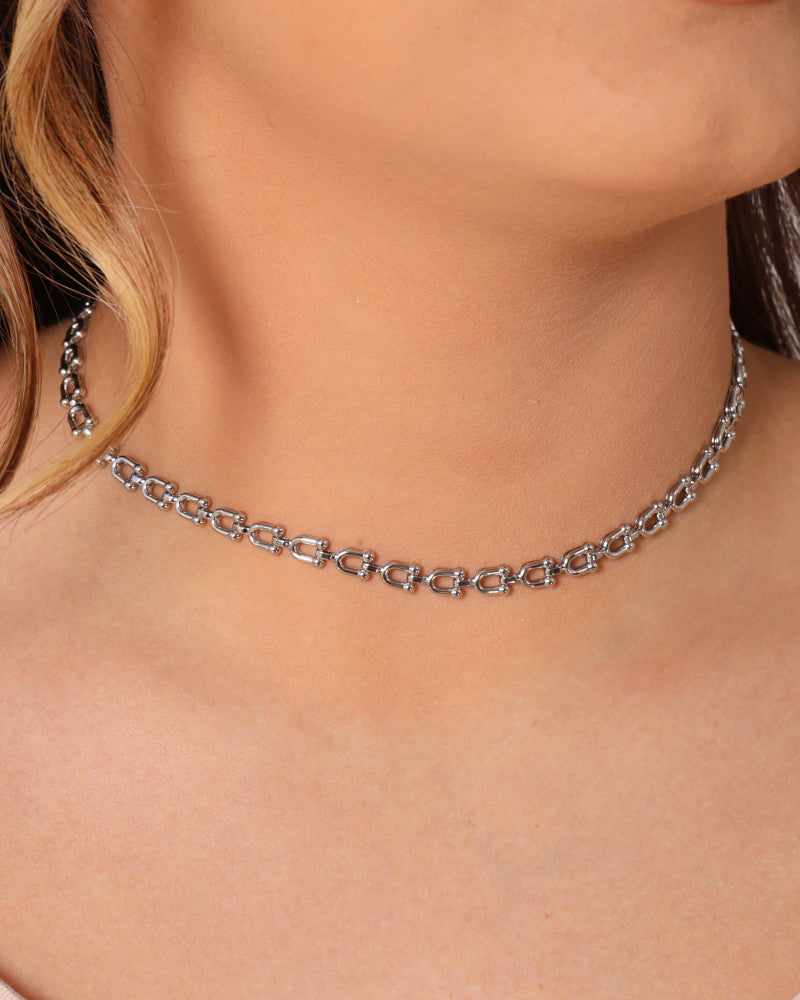Chocker Elos U Ródio Branco