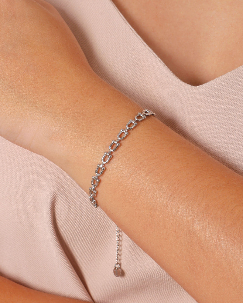 Pulseira Elos em U Ródio Branco