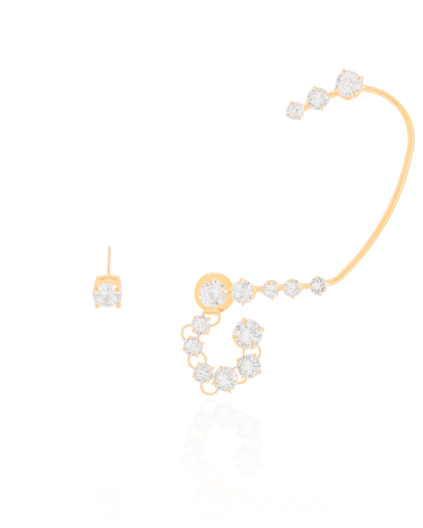 Ear Cuff Franja Pontos de Luz Cristal