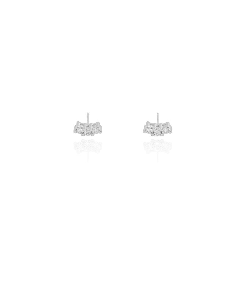Brinco Ponto de Luz Cravejado Cristal Ródio Branco