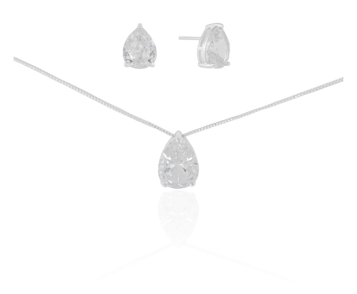 Conjunto Gota Ródio Branco