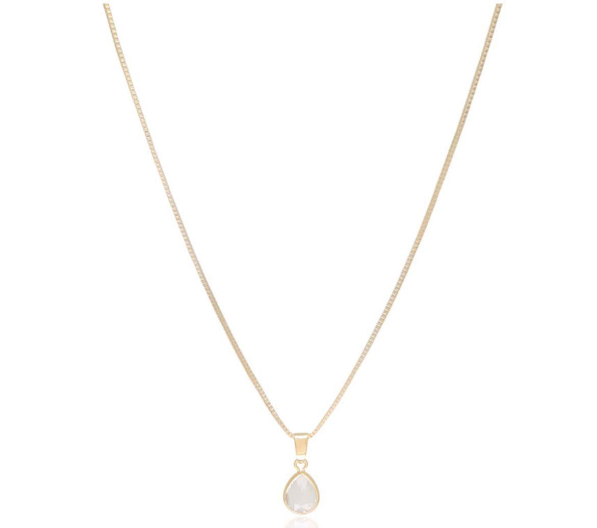 Fio Gota Cristal Banhado a Ouro 18K