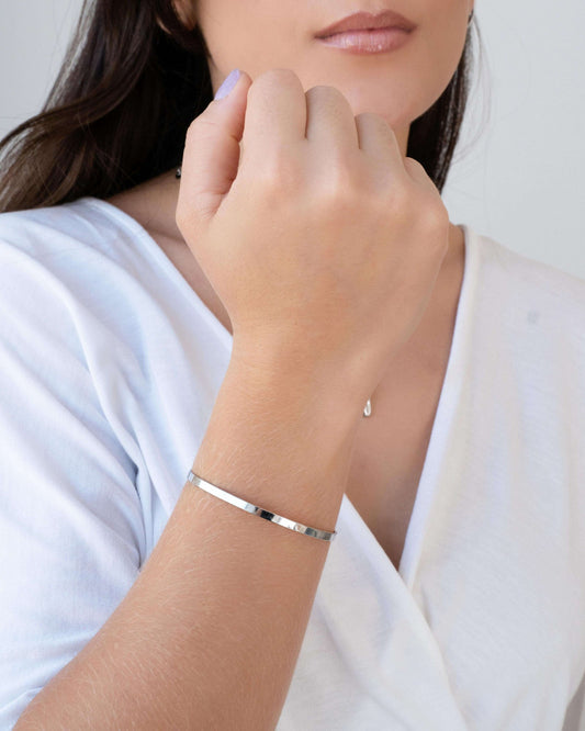 Bracelete Flat Liso Ródio Branco