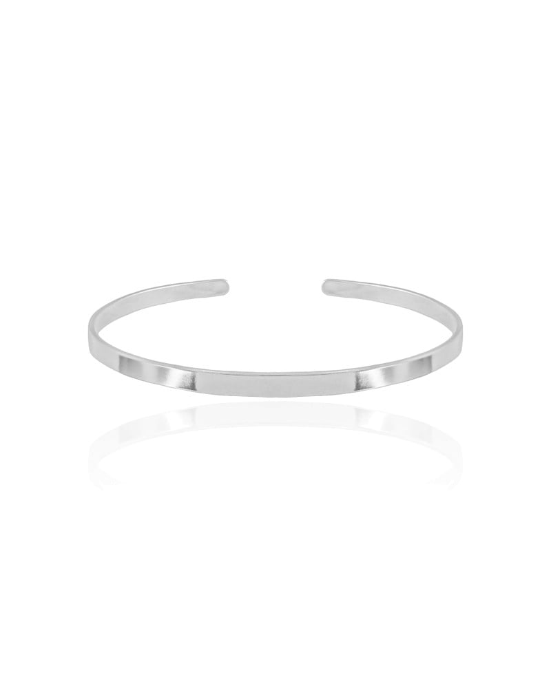 Bracelete Flat Liso Ródio Branco