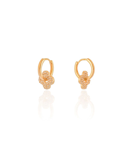 Brinco Argola Click Flor Cravejado Zircônia