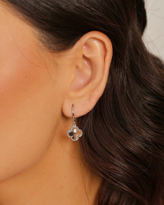 Brinco Argola Click Trevo Cristal RB