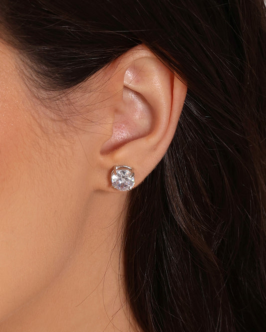 Brinco Ponto de Luz Cristal  Ródio Branco