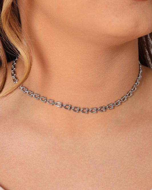 Chocker Elos U Ródio Branco