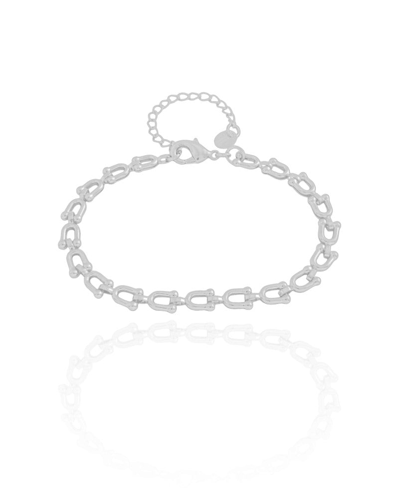 Pulseira Elos em U Ródio Branco