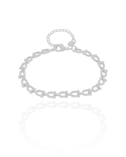 Pulseira Elos em U Ródio Branco