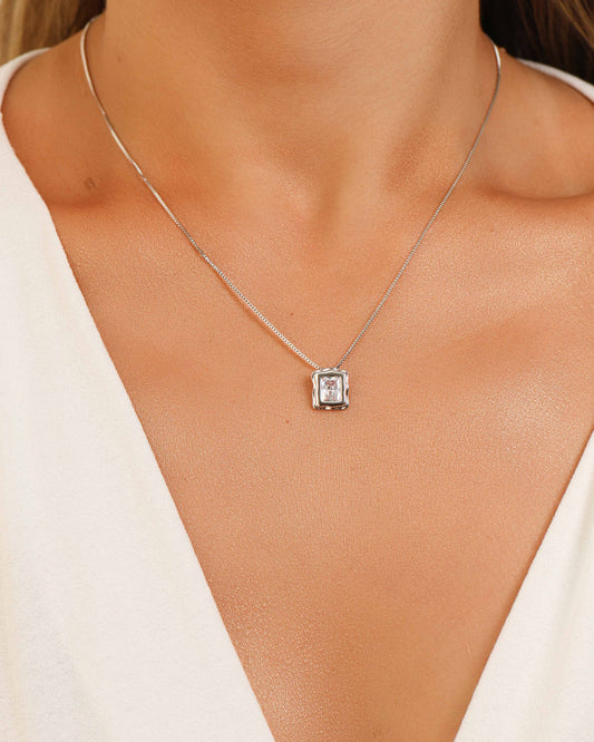 Gargantilha Veneziana Retângulo Orgânico Cristal RB