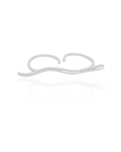 Anel Ajustável Dois Dedos Cobra  Ródio Branco