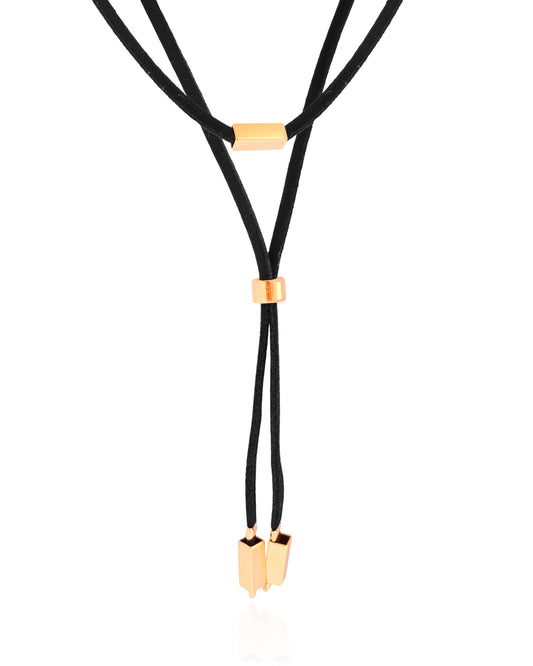 Fio Gravata Dupla Camurça Preta