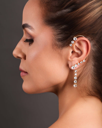 Ear Cuff Franja Pontos de Luz Cristal