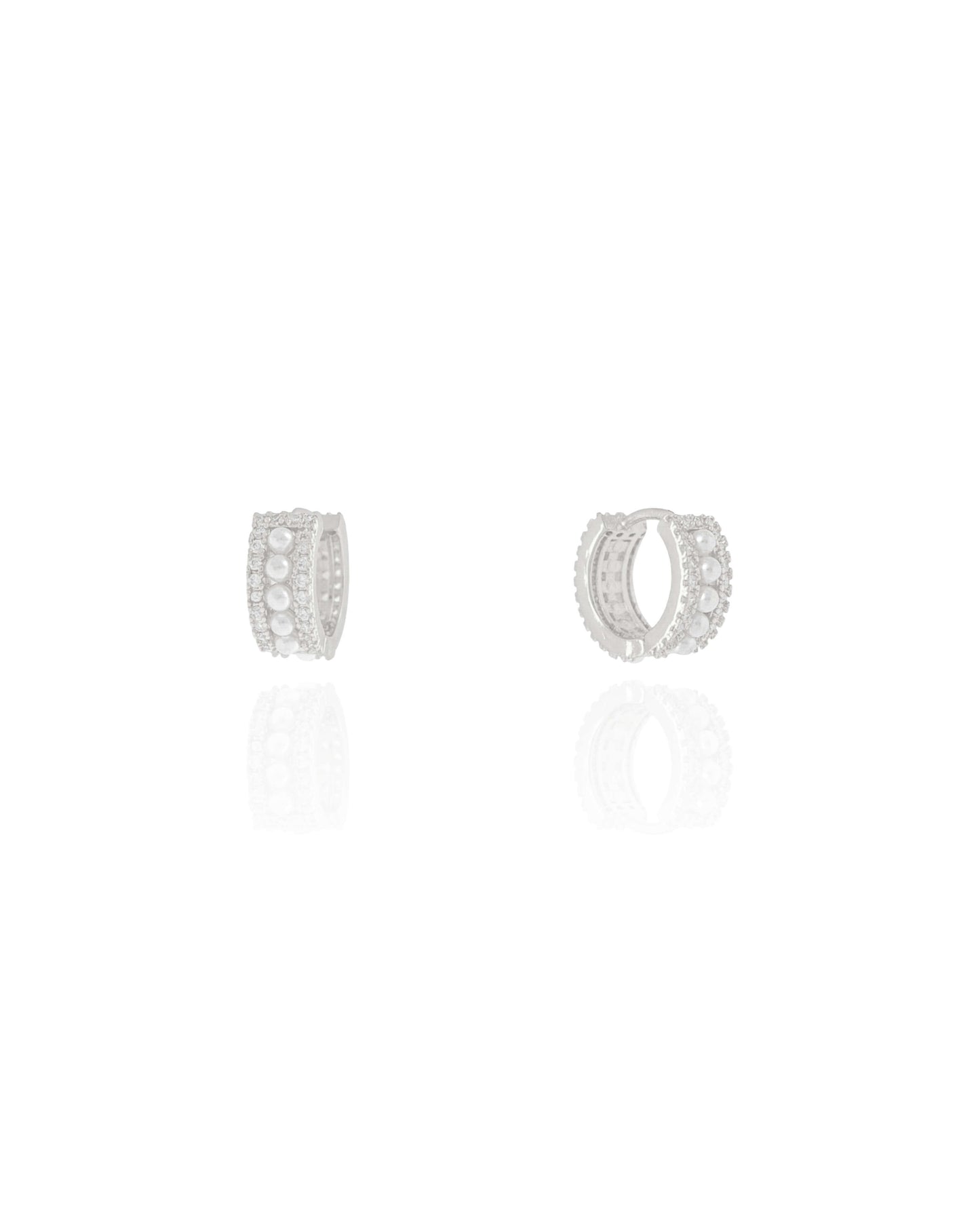 Brinco Argola Perolada Cravejada Cristal RB