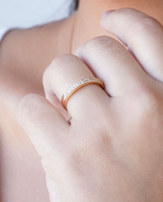 Anel Cravejado Cristal Tamanho 23 Banhado Ouro 18K