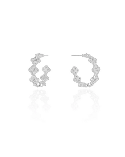 Brinco Argola Flores Cravejadas Cristal