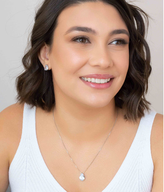 Conjunto Gota Ródio Branco
