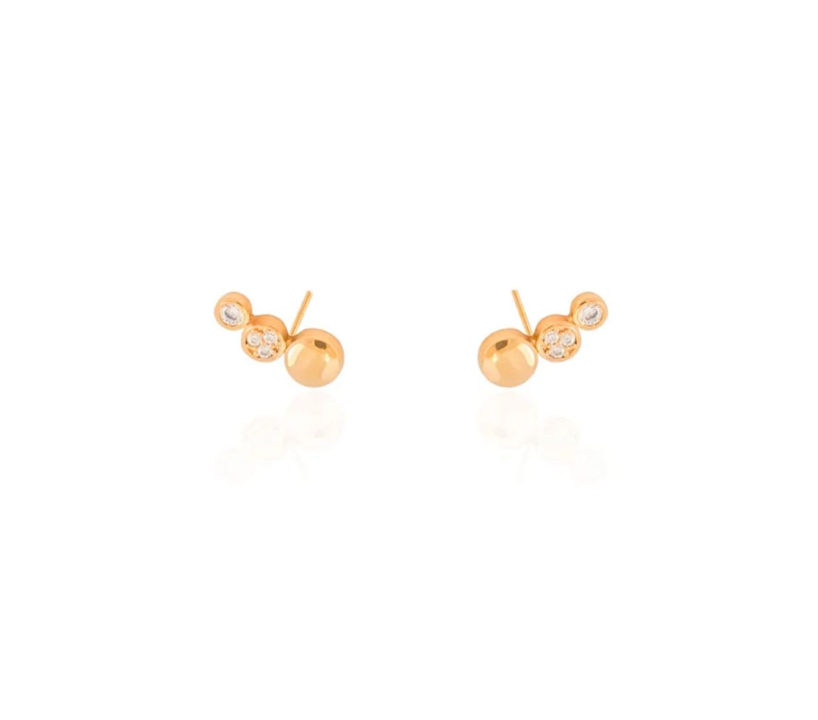 Ear Cuff Redondo Cravejado Cristal Banhado a Ouro 18K