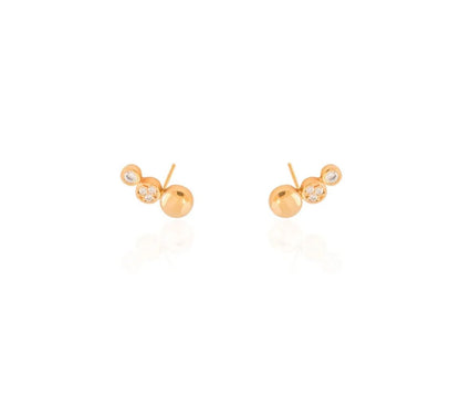 Ear Cuff Redondo Cravejado Cristal Banhado a Ouro 18K