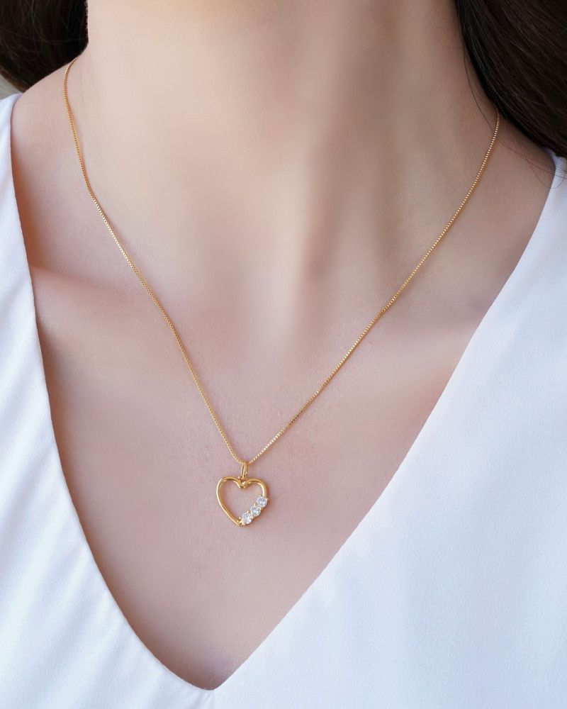 Conjunto Coração Ponto de Luz Banhado a Ouro 18K