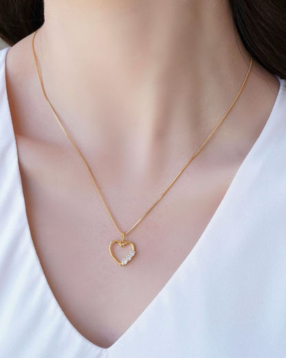 Conjunto Coração Ponto de Luz Banhado a Ouro 18K