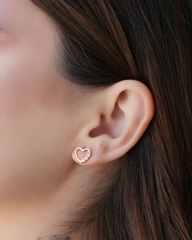 Conjunto Coração Ponto de Luz Banhado a Ouro 18K