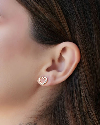 Conjunto Coração Ponto de Luz Banhado a Ouro 18K