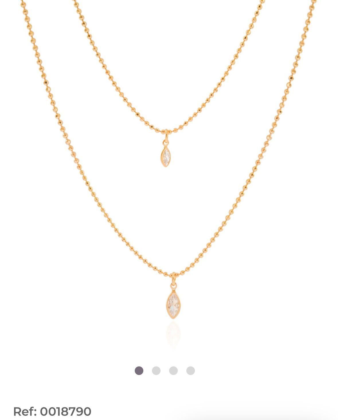 Fio Duplo Bolinhas Cristal Banhado a Ouro 18K