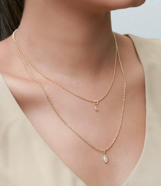 Fio Duplo Bolinhas Cristal Banhado a Ouro 18K